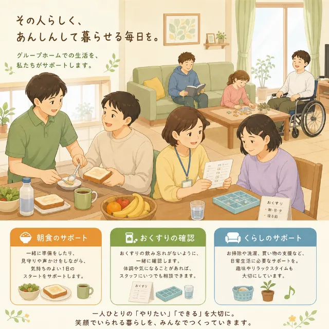 障がい者グループホームの日常生活支援で大切な工夫と実践の画像